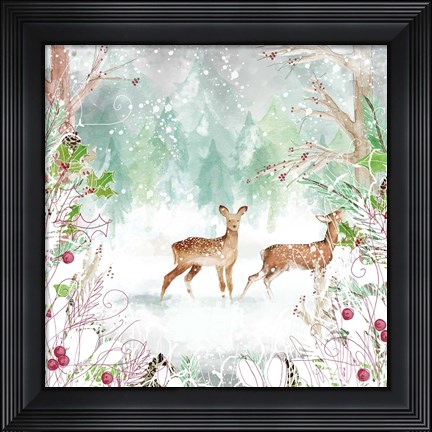 Framed Two Deer Woods Print