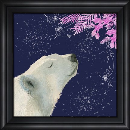 Framed Polar Bear Pink Foliage Print