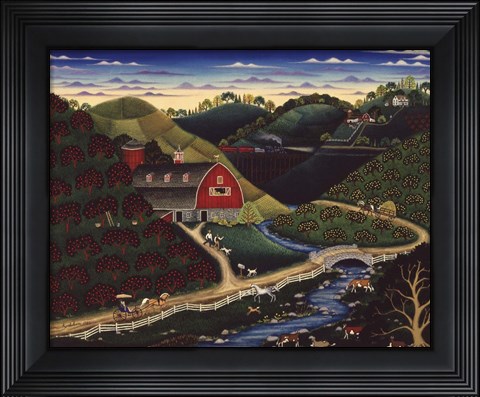 Framed Apple Farm At Dusk Print