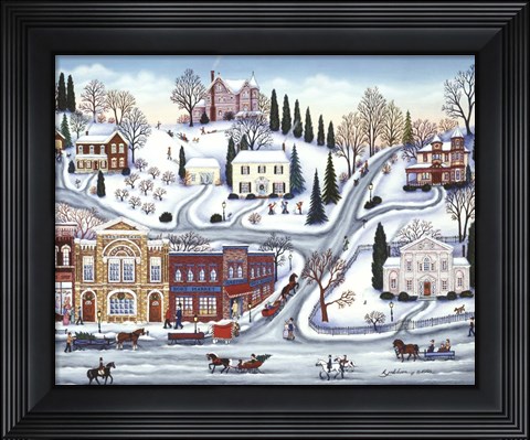 Framed Winter Town Print