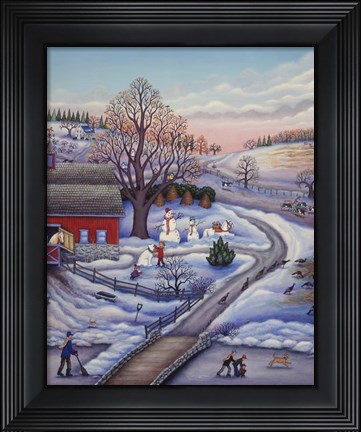 Framed Winter Farm Print