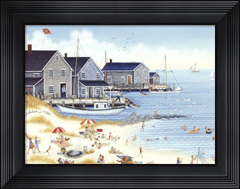 Framed Feeding Seagulls Print