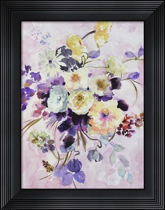 Framed Purple And Yellow Bouquet Print