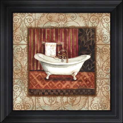 Framed Bordo Vintage Bathroom Tub Print