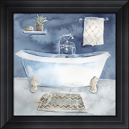 Framed Watercolor Bathroom I Print