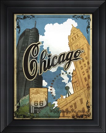 Framed Vintage Chicago Poster Print