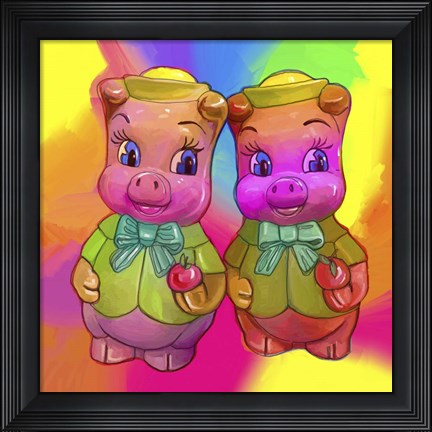 Framed 2 Piggies Print