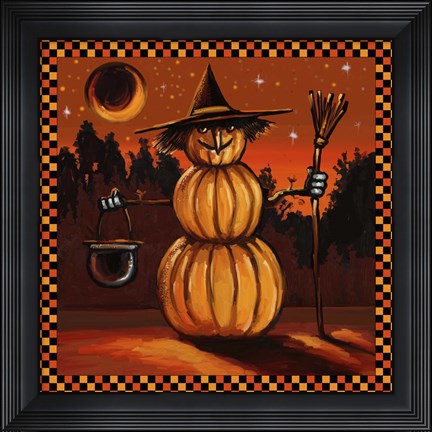 Framed Pumpkin Witch Print