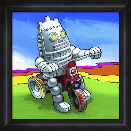Framed Robot Biker Print