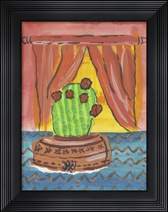 Framed Pin Cushion Cactus in Bloom Print