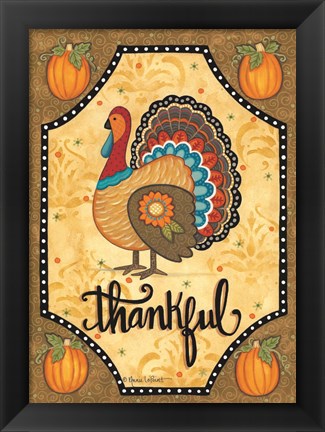 Framed Thankful Turkey Print