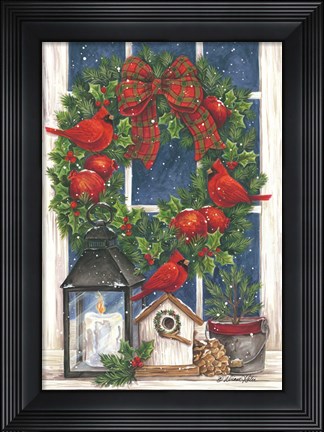 Framed Pomegranate Christmas Wreath Print