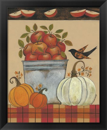 Framed Tin Bucket of Apples Print