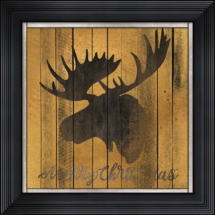 Framed Merry Christmas Moose Print