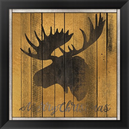 Framed Merry Christmas Moose Print