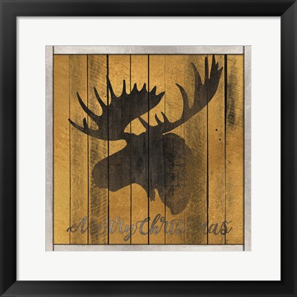 Framed Merry Christmas Moose Print