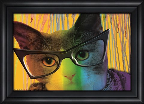 Framed Cat in Glasses Print