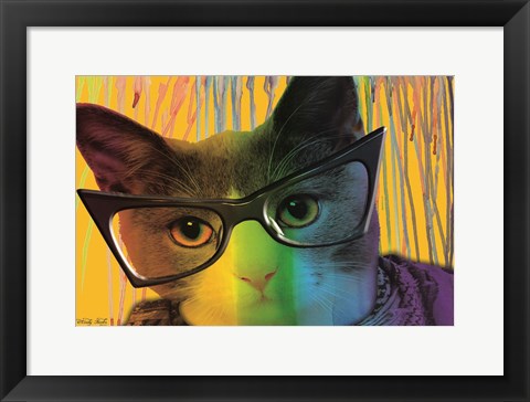 Framed Cat in Glasses Print