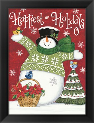 Framed Happiest of Holidays Snowman Print