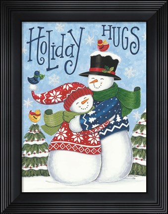Framed Holiday Hugs Snowmen Print