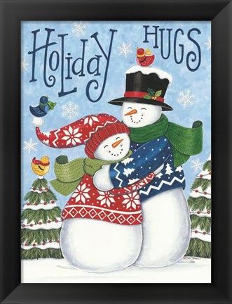 Framed Holiday Hugs Snowmen Print