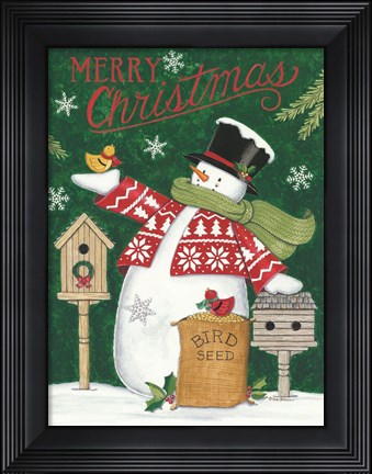Framed Merry Christmas Snowman Print
