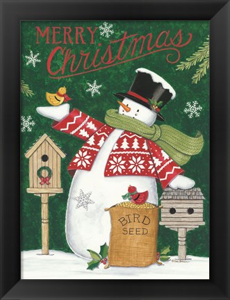 Framed Merry Christmas Snowman Print