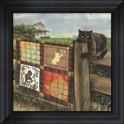 Framed Quilt Cat Print
