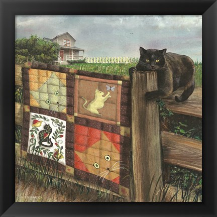 Framed Quilt Cat Print