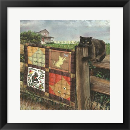 Framed Quilt Cat Print