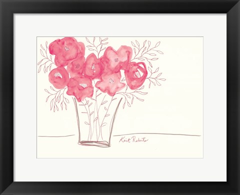 Framed Strawberry Jello Blooms Print