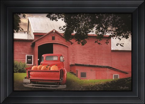 Framed Red Pumpkin Truck Print