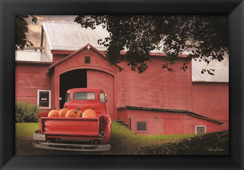 Framed Red Pumpkin Truck Print