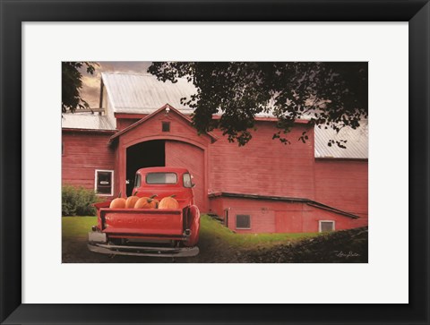 Framed Red Pumpkin Truck Print