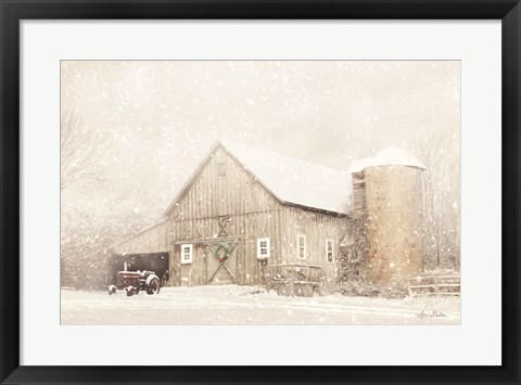 Framed NY Winter Barn Print