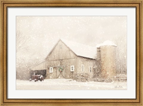 Framed NY Winter Barn Print