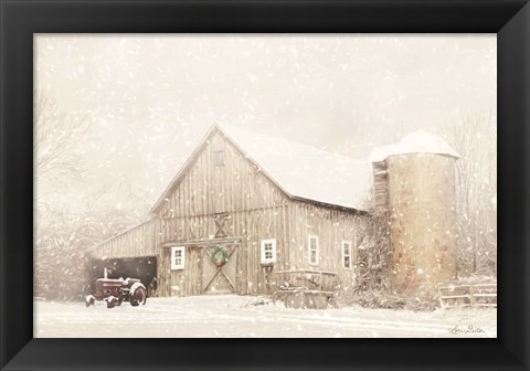 Framed NY Winter Barn Print