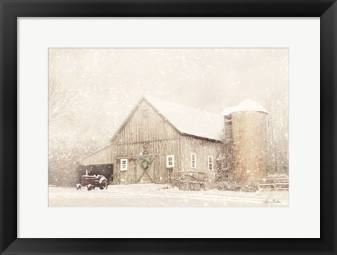 Framed NY Winter Barn Print