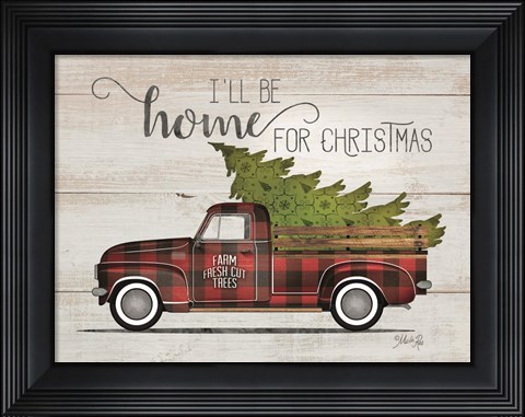 Framed Home for Christmas Vintage Truck Print