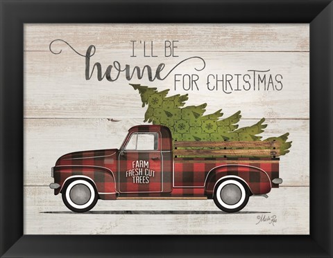 Framed Home for Christmas Vintage Truck Print