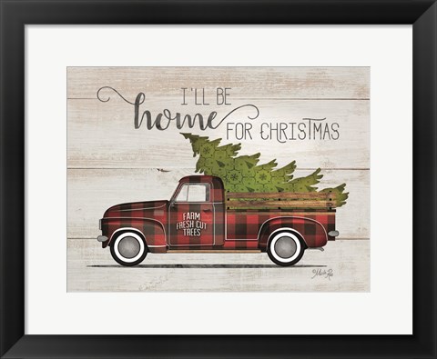 Framed Home for Christmas Vintage Truck Print