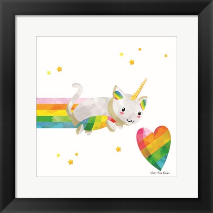 Framed Rainbow Caticorn I Print