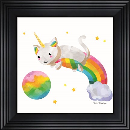 Framed Rainbow Caticorn II Print