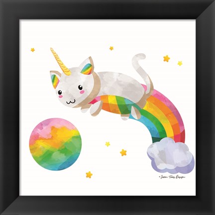 Framed Rainbow Caticorn II Print