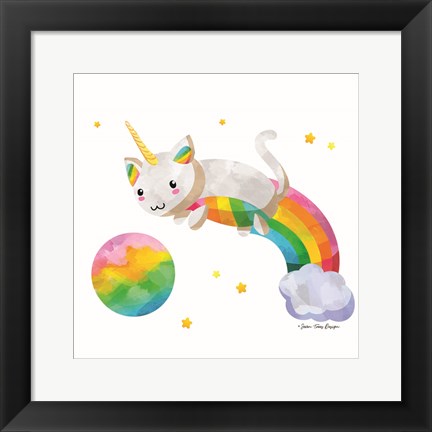 Framed Rainbow Caticorn II Print